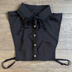 Unbranded Black Button-Up Dickey Detachable Ruffle Collar Layering Piece
